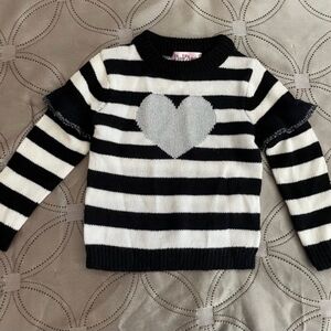 Toddler Girl Pink Angel Black and White Striped Sweater Size 3T